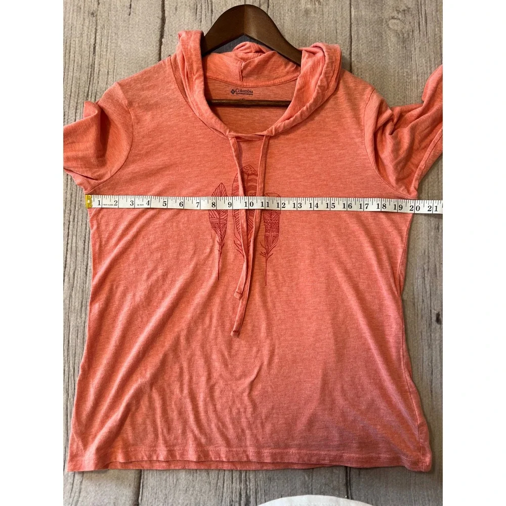 Columbia Sportswear Feather Graphic Hoodie Coral Pink Lightweight Women's‎ L G